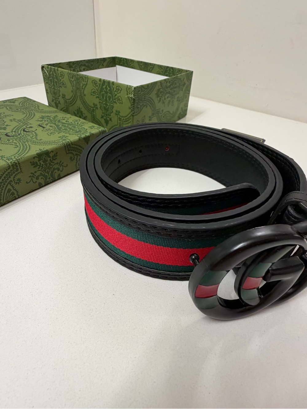 Gucci Interlocking G Web Belt – Black GG Buckle - Picture 3 of 11
